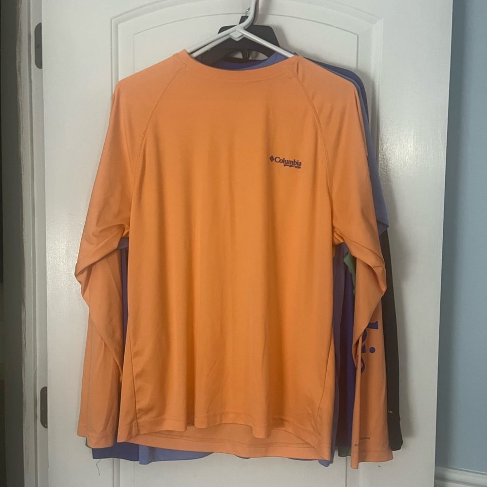 Columbia Peachy Orange PFG Performance Long Sleeve Shirt